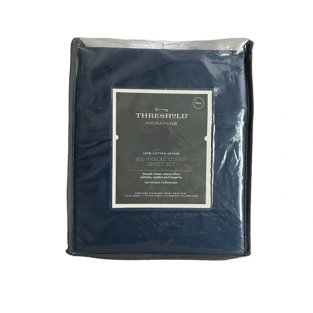 Threshold 6pc 800TC Luxury Cotton Sateen Sheet Set • Full • Deep Indigo • NWT